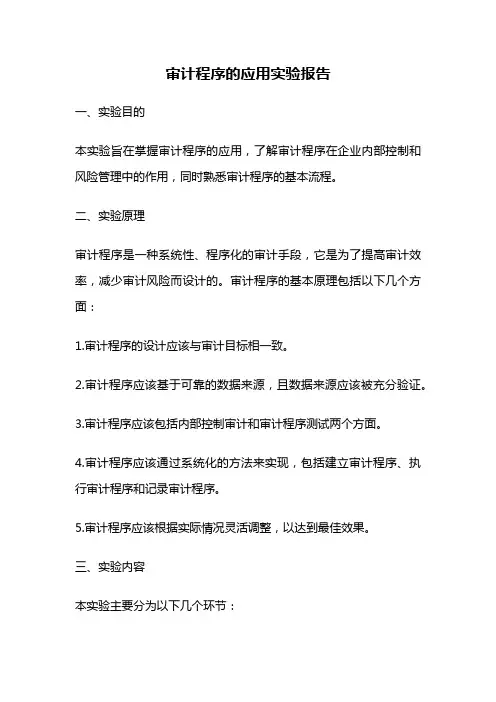 审计程序的应用实验报告