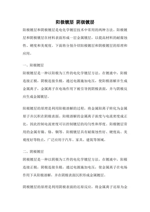 阳极镀层 阴极镀层