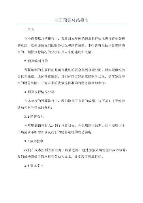 全面预算总结报告