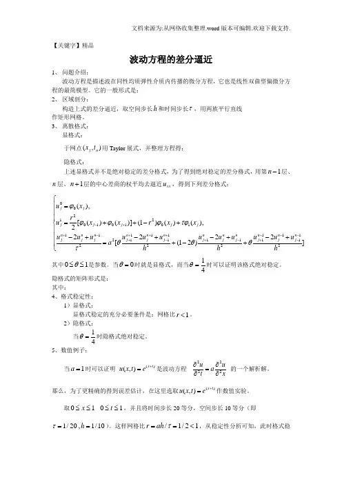 【精品】差分法malab解波动方程