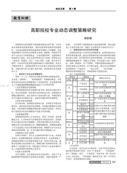 高职院校专业动态调整策略研究
