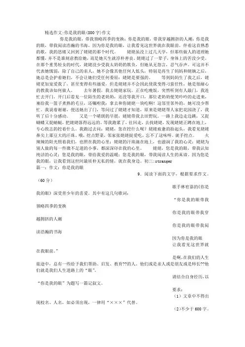 你是我的眼(800字)作文