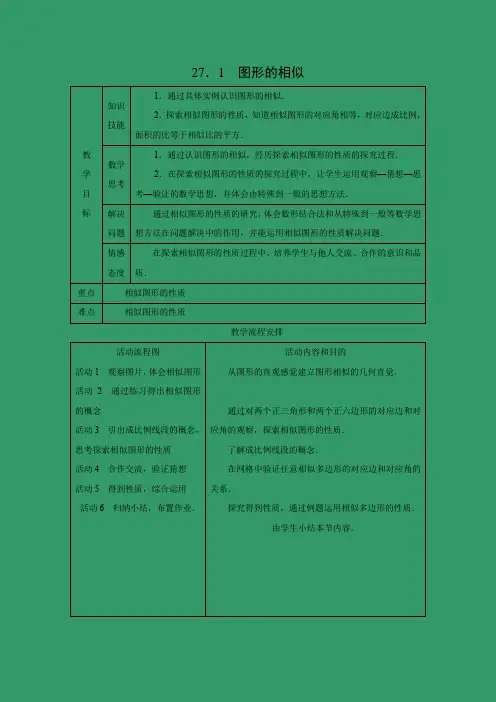 教学设计5：27.1 图形的相似