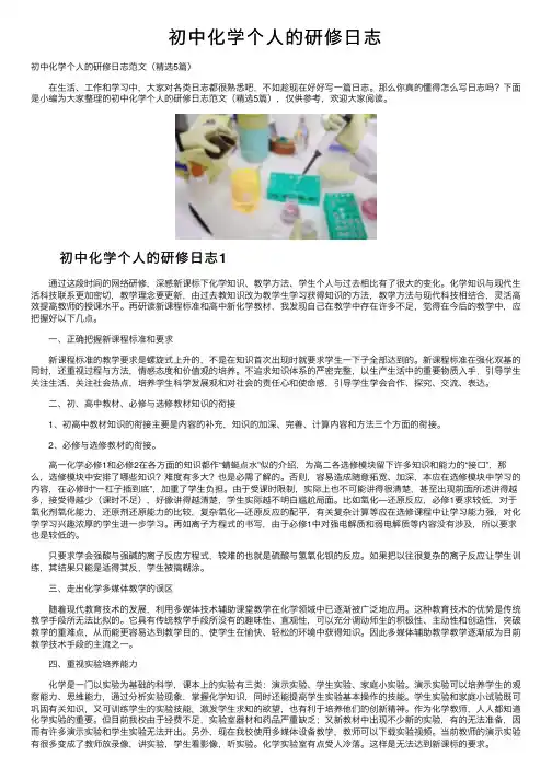 初中化学个人的研修日志