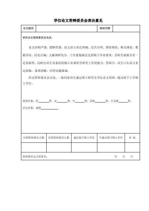 学位论文答辩决议书