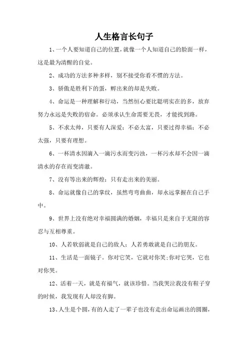 人生格言长句子