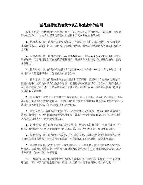 紫花苜蓿的栽培技术及在养殖业中的应用