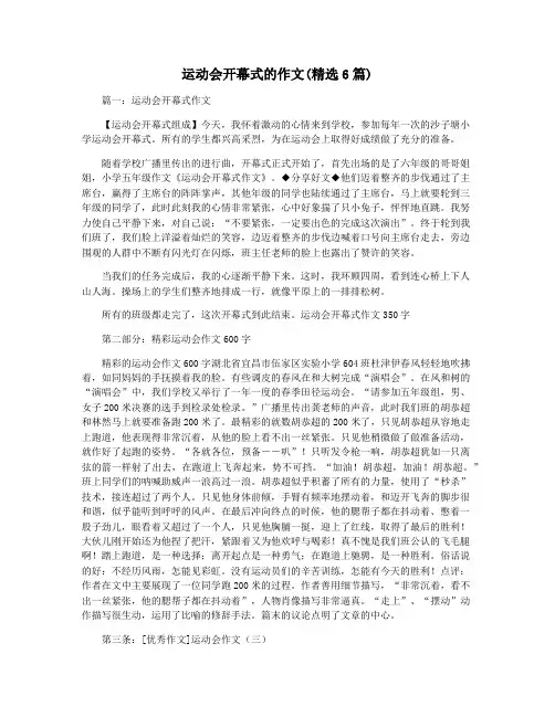 运动会开幕式的作文(精选6篇)