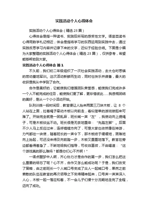 实践活动个人心得体会