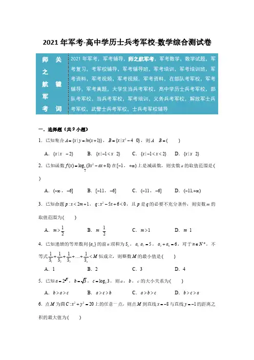 2021年军考高中士兵考军校综合测试卷及答案