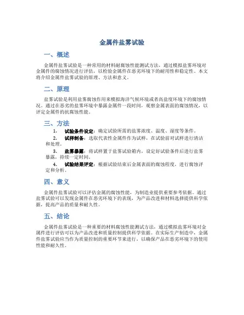 金属件盐雾试验