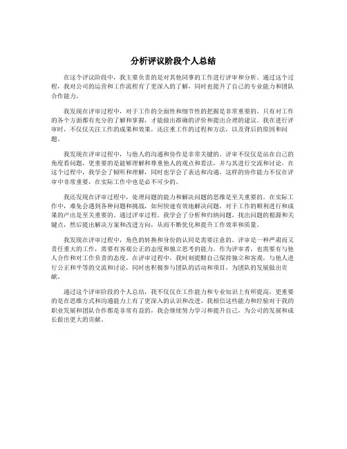 分析评议阶段个人总结