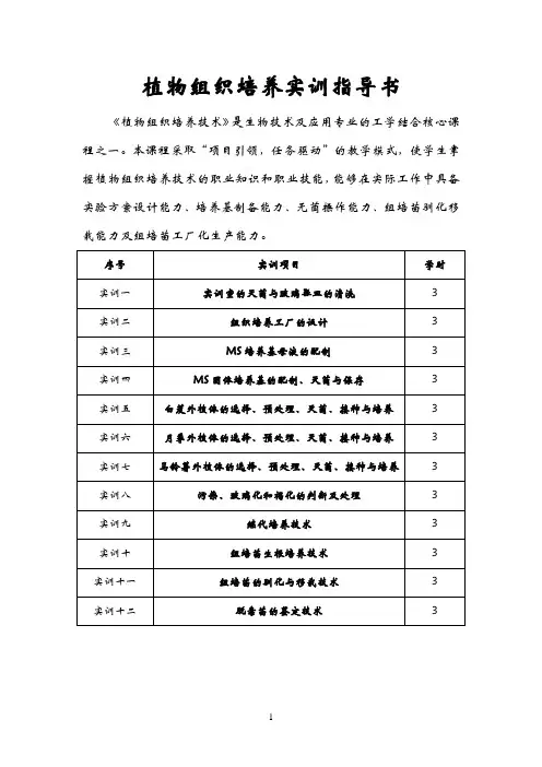 植物组织培养实训指导书