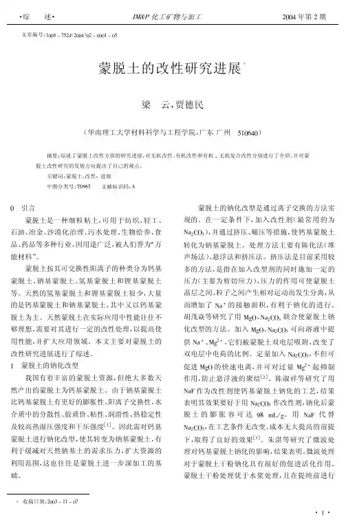 蒙脱土的改性研究进展