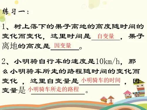 初中数学北师大七年级下册第四章变量之间的关系变量的关系复习PPT