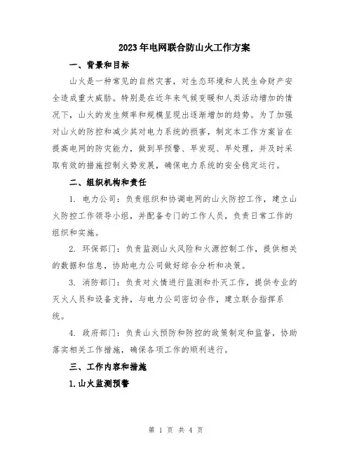 2023年电网联合防山火工作方案