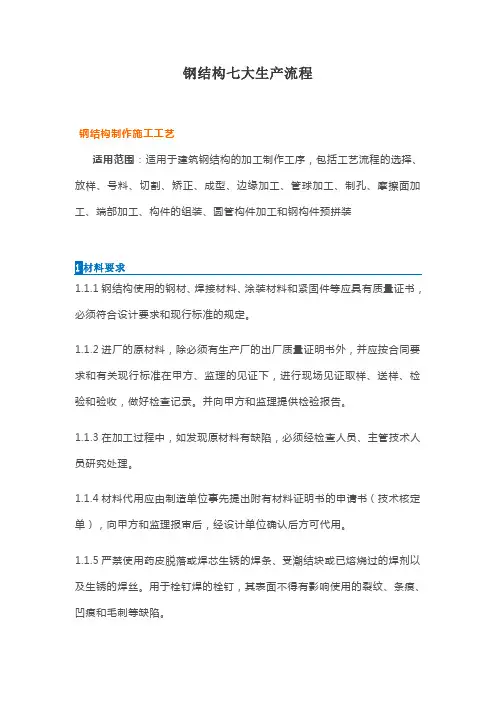 钢结构七大生产流程