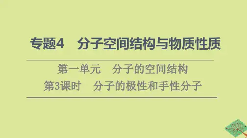 新教材高中化学专题4分子的空间结构与物质性质第1单元分子的空间结构第3课时分子的极性和手性分子课件苏