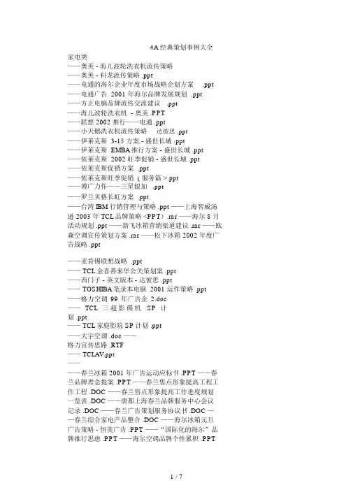 4A经典策划案例大全