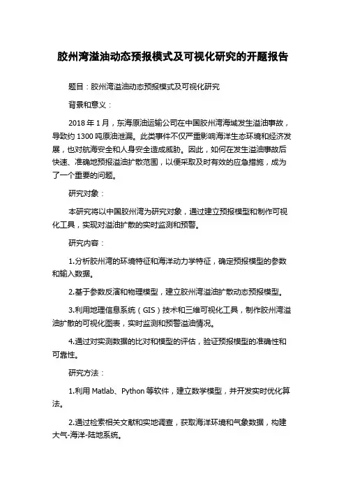 胶州湾溢油动态预报模式及可视化研究的开题报告