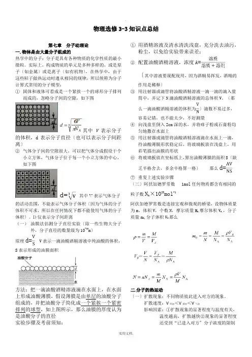 物理选修3-3知识点总结