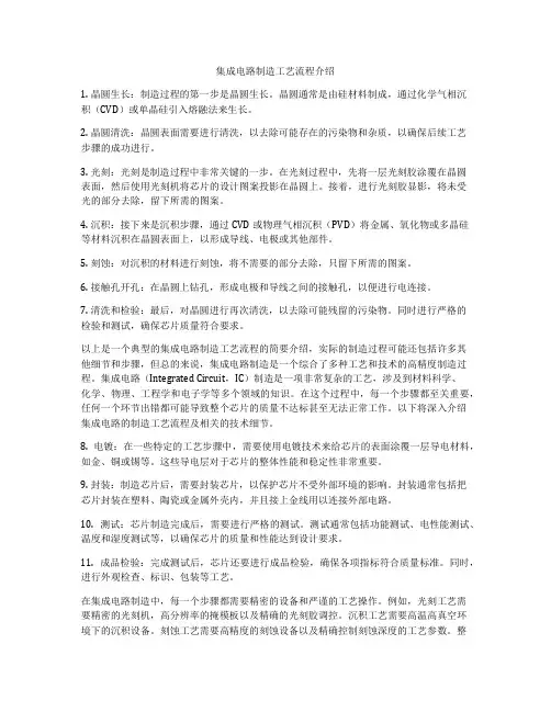 集成电路制造工艺流程介绍
