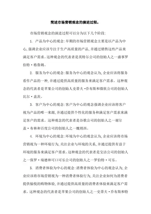 简述市场营销观念的演进过程。