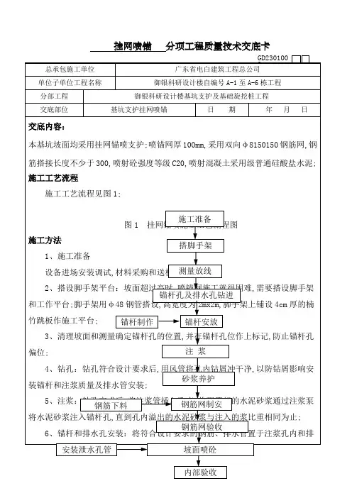 挂网喷锚技术交底