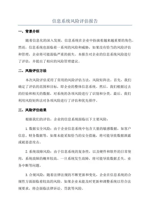 信息系统风险评估报告