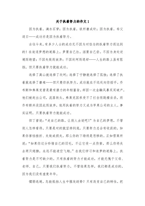 执着让我更努力作文600字初中生