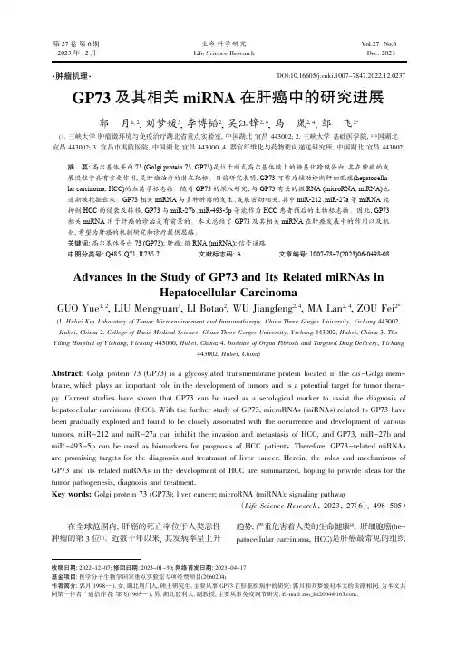 GP73及其相关miRNA_在肝癌中的研究进展