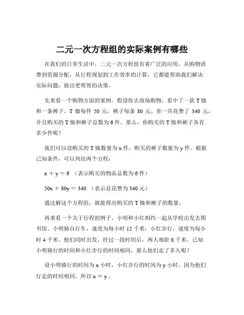 二元一次方程组的实际案例有哪些