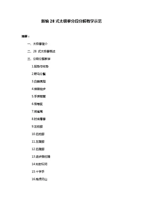 新编28式太极拳分段分解教学示范
