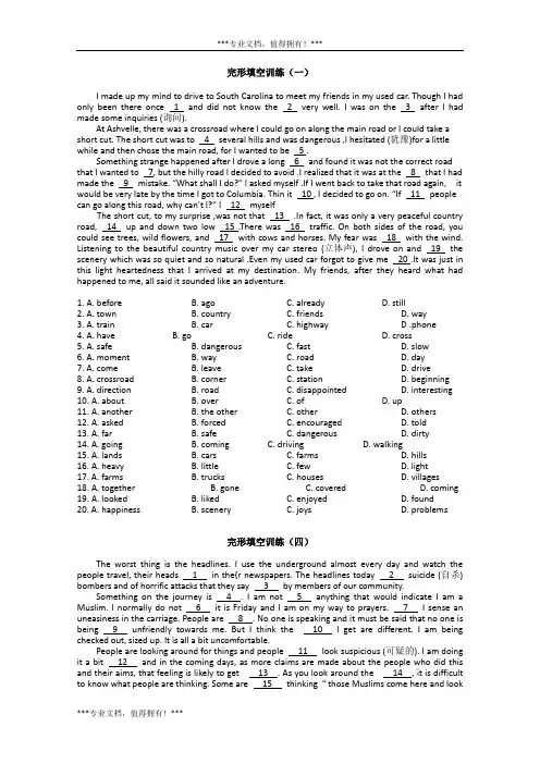 2013年高考英语完形填空训练16篇(含答案).doc