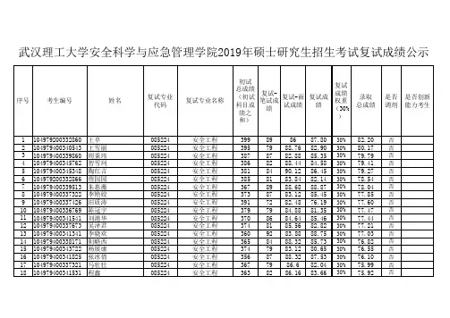 武汉理工大学安全科学与应急管理学院2019年硕士研究生招生