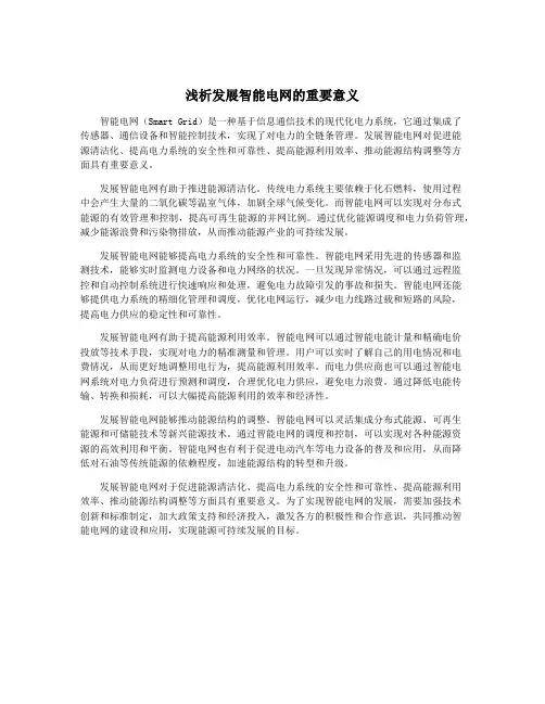 浅析发展智能电网的重要意义