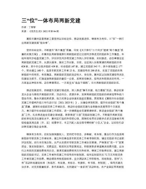 三“位”一体布局两新党建
