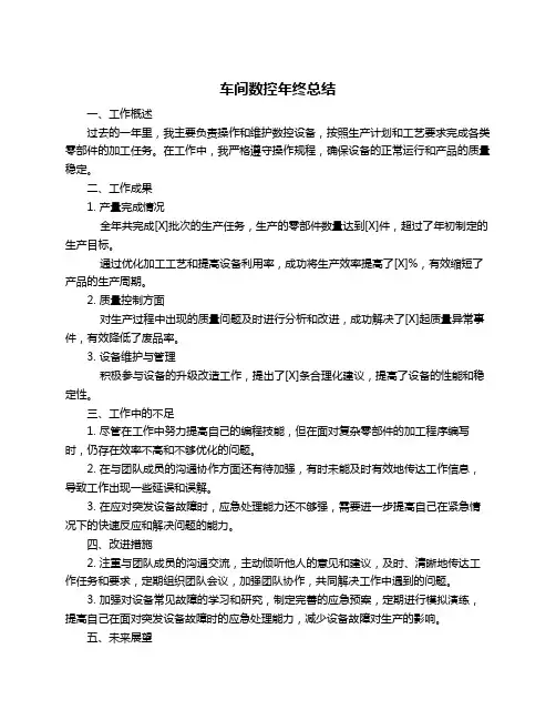 车间数控年终总结