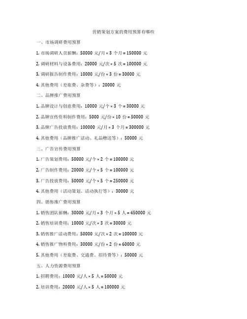 营销策划方案的费用预算有哪些