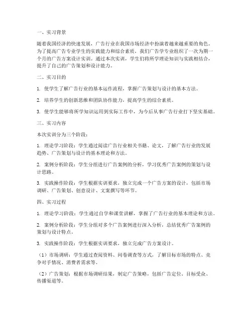 广告方案设计实训报告总结