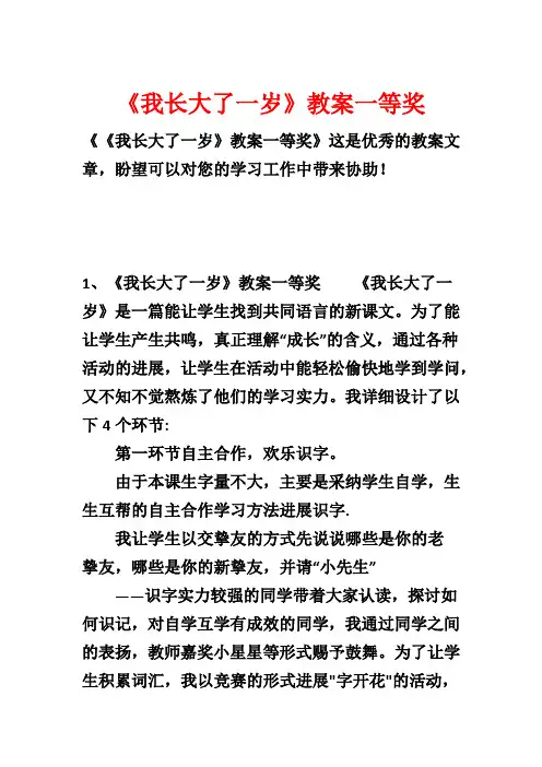 《我长大了一岁》教案一等奖