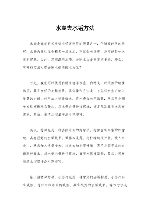 水壶去水垢方法