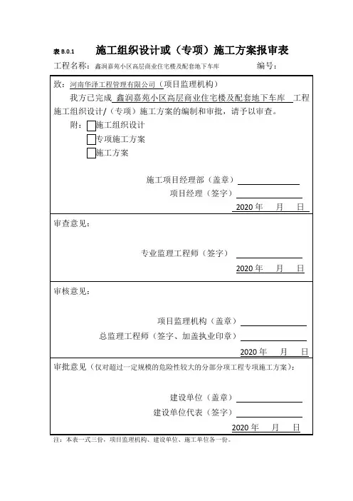 全套监理报验单