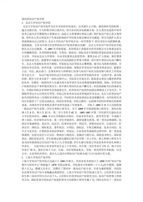 国内的知识产权学院