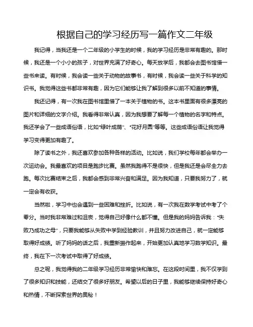 根据自己的学习经历写一篇作文二年级