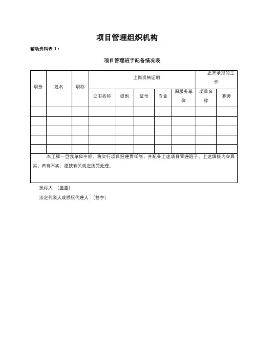 项目管理组织机构用表(全套)