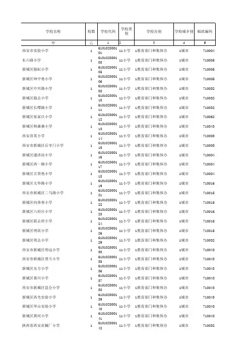 西安市幼儿园和小学名录
