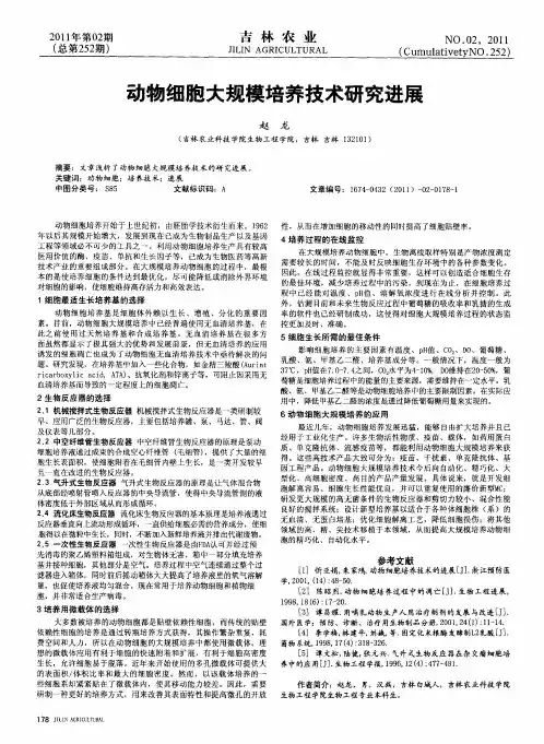动物细胞大规模培养技术研究进展