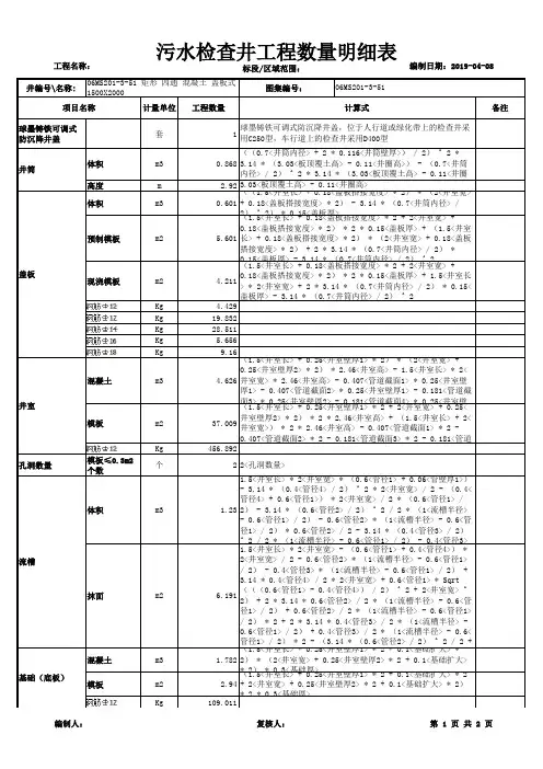 市政雨污水检查井工程量计算