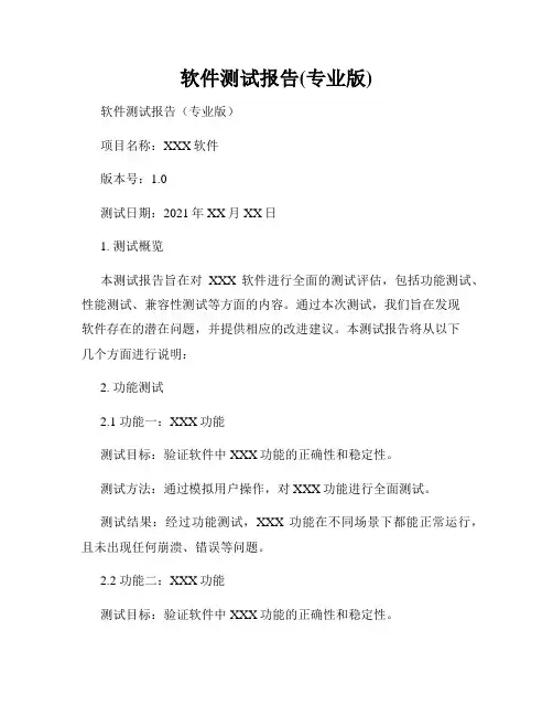 软件测试报告(专业版)